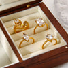 Wholesale Stainless Steel Geometric Water Drop Zircon Ring With Pvd 18K Gold Finish For Women