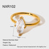 Wholesale Stainless Steel Geometric Water Drop Zircon Ring With Pvd 18K Gold Finish For Women