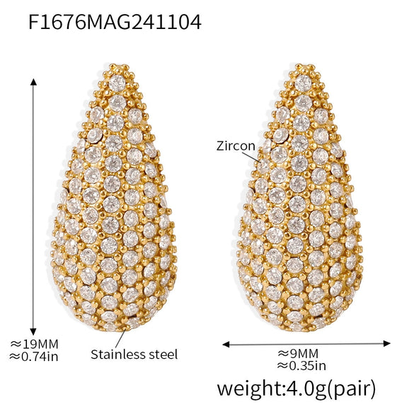 Wholesale Stainless Steel Geometric Water Drops Earrings Pvd Plated 18K Gold For Women