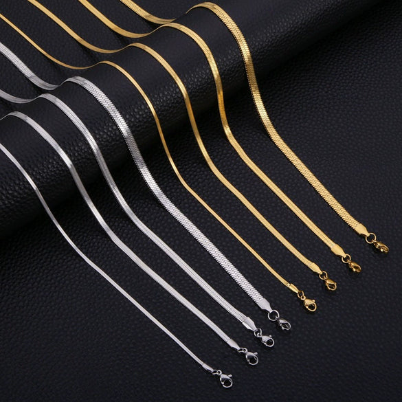 Wholesale Stainless Steel Geometric Wave Blade Chain Necklace With 18K Gold Electroplating For Women