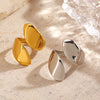 Wholesale Stainless Steel Geometric Wave Exaggerated Open Water Drop Ring For Women Electroplated Hip Hop Minimalist Style
