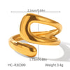 Wholesale Stainless Steel Geometric Wave Open Ring Electroplated Hand Jewelry For Women