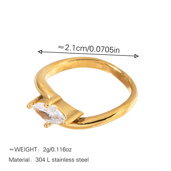 Wholesale Stainless Steel Geometric Wave Ring With Electroplating For Women