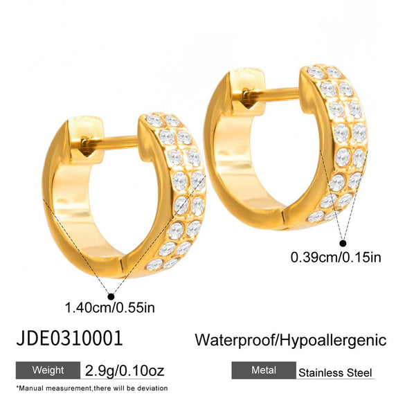 Wholesale Stainless Steel Geometric Waveshaped Rhinestone Electroplated Earrings For Women