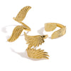 Wholesale Stainless Steel Geometric Wings Retro Style Electroplated Ring For Women