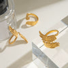 Wholesale Stainless Steel Geometric Wings Retro Style Electroplated Ring For Women