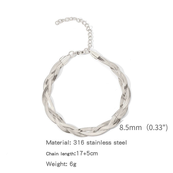 Wholesale Stainless Steel Geometric Woven Blade Bracelet Electroplated For Women And Unisex