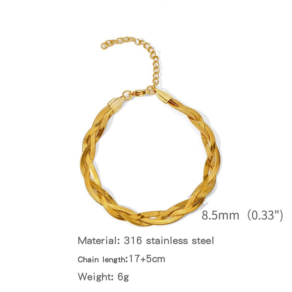 Wholesale Stainless Steel Geometric Woven Blade Bracelet Electroplated For Women And Unisex
