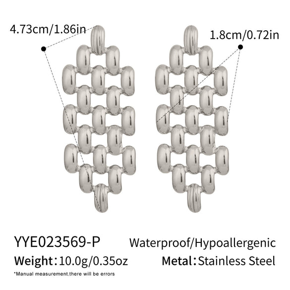Wholesale Stainless Steel Geometric Woven Electroplated Earrings For Women