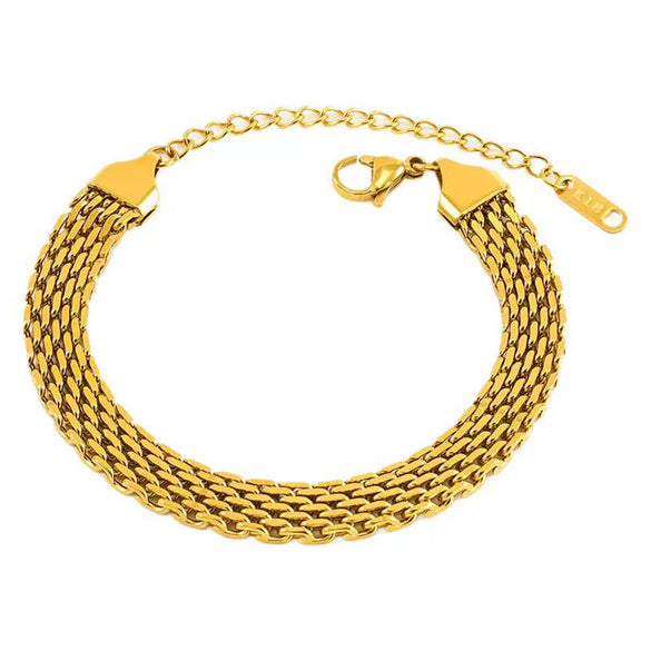 Wholesale 316L Stainless Steel Geometric Woven Twist Mesh Bracelet With Electroplating