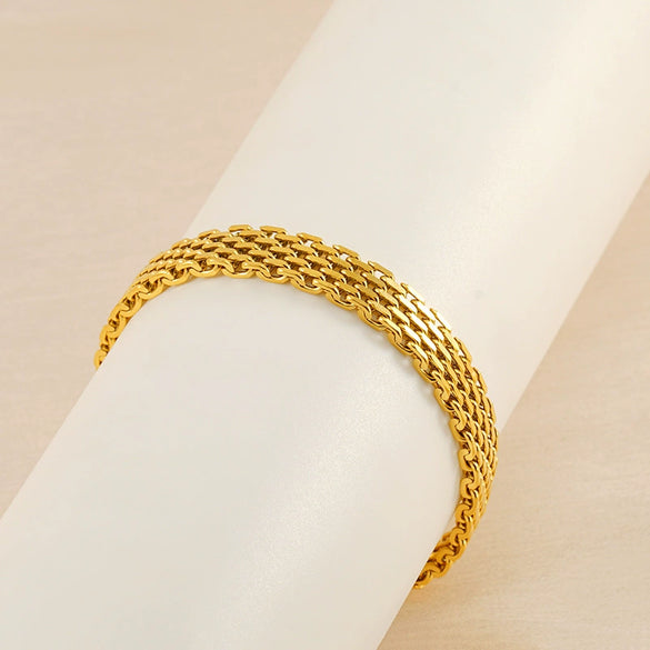 Wholesale 316L Stainless Steel Geometric Woven Twist Mesh Bracelet With Electroplating