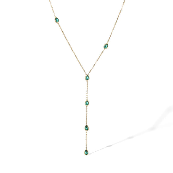 Wholesale Stainless Steel Geometric Yshaped Zircon Necklace Light Luxury Simple Design