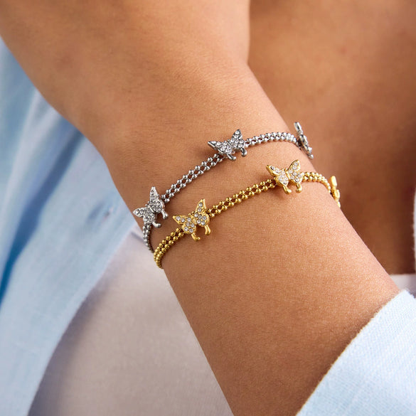 Wholesale Stainless Steel Geometric Zircon Butterfly Bracelet Electroplated For Women Light Luxury Highend Niche Style