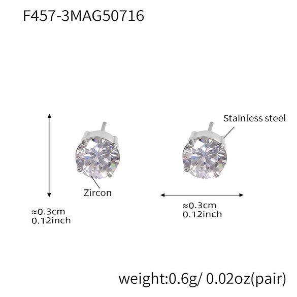 Wholesale 316L Stainless Steel Geometric Zircon Earrings For Women With Electroplating Light Luxury Niche Fashion