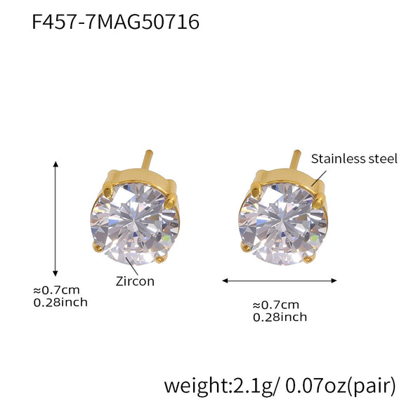 Wholesale 316L Stainless Steel Geometric Zircon Earrings For Women With Electroplating Light Luxury Niche Fashion