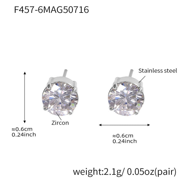 Wholesale 316L Stainless Steel Geometric Zircon Earrings For Women With Electroplating Light Luxury Niche Fashion