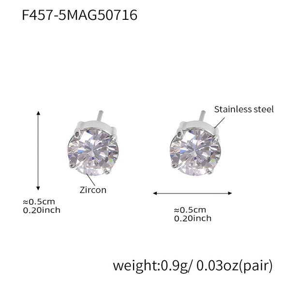 Wholesale 316L Stainless Steel Geometric Zircon Earrings For Women With Electroplating Light Luxury Niche Fashion