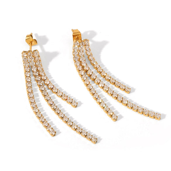 Wholesale Stainless Steel Geometric Zircon Earrings For Women