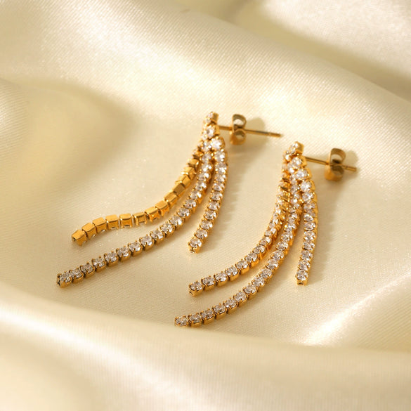 Wholesale Stainless Steel Geometric Zircon Earrings For Women