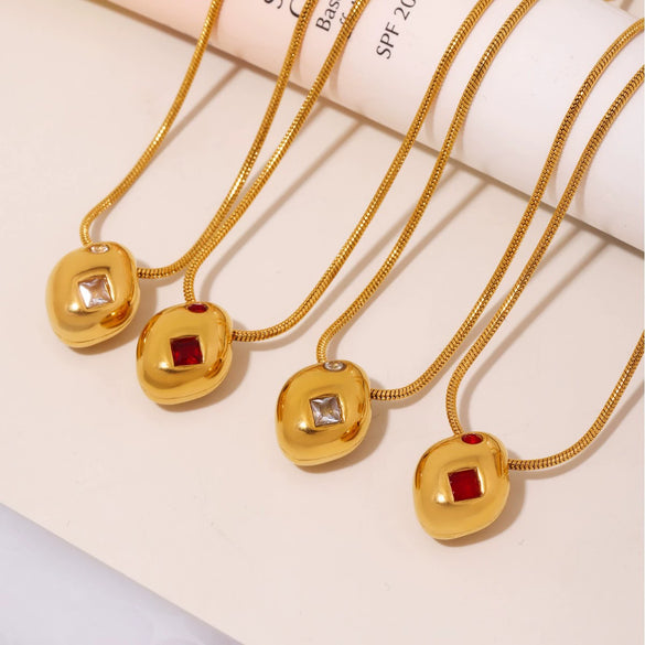 Wholesale 316L Stainless Steel Geometric Zircon Inlaid Irregular Shaped Clavicle Necklace Jewelry With Electroplating Treatment For Women