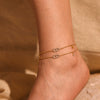 Wholesale Stainless Steel Geometric Zircon Inlay Women's Simple Foot Chain Accessories With Japanese Character Inlay Technology