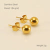 Wholesale Stainless Steel Geometric Zircon Pearl Steel Ball Earrings For Women With Electroplating Treatment