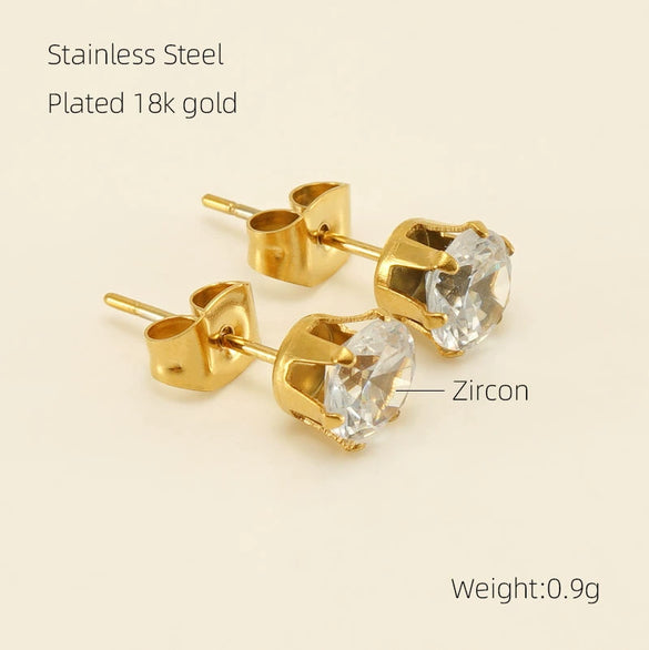 Wholesale Stainless Steel Geometric Zircon Pearl Steel Ball Earrings For Women With Electroplating Treatment