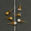 Wholesale Stainless Steel Geometric Zircon Pearl Steel Ball Earrings For Women With Electroplating Treatment