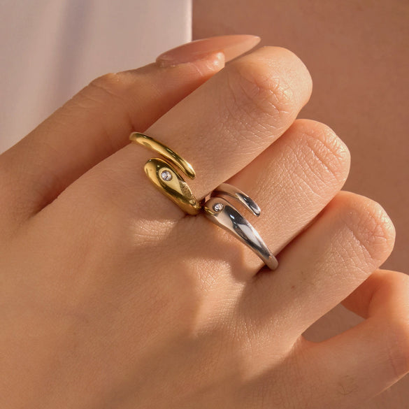 Wholesale Stainless Steel Geometric Zircon Ring For Women Electroplated Light Luxury Nonfading Allmatch