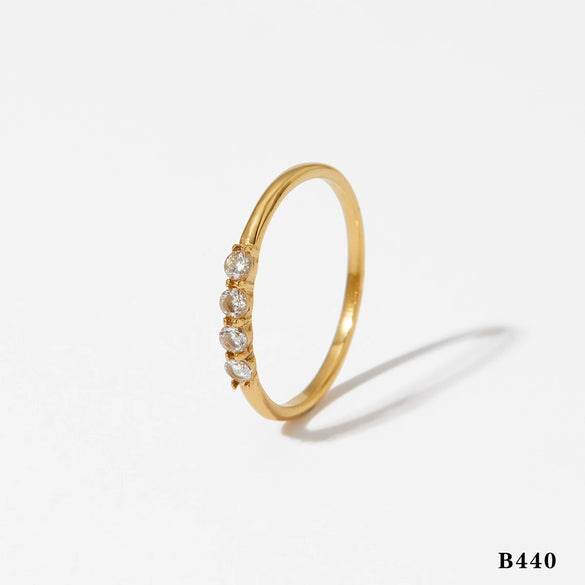 Wholesale Stainless Steel Geometric Zircon Ring With Electroplating Trendy And Personalized