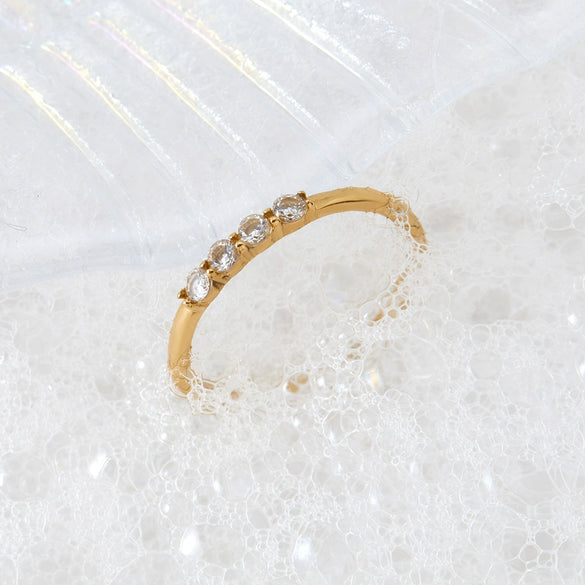 Wholesale Stainless Steel Geometric Zircon Ring With Electroplating Trendy And Personalized