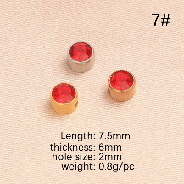 Wholesale Stainless Steel Glossy Geometric Beads Electroplated Diy Jewelry Accessories Necklace For December Birthday Stone