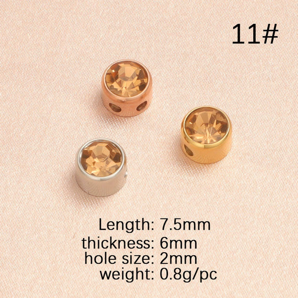 Wholesale Stainless Steel Glossy Geometric Beads Electroplated Diy Jewelry Accessories Necklace For December Birthday Stone