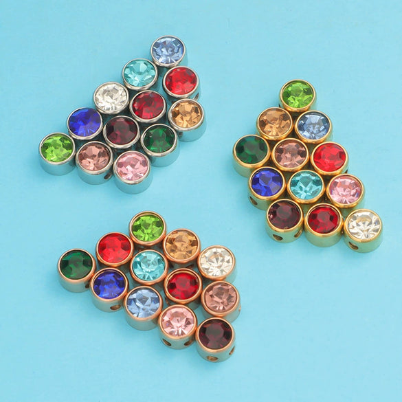 Wholesale Stainless Steel Glossy Geometric Beads Electroplated Diy Jewelry Accessories Necklace For December Birthday Stone