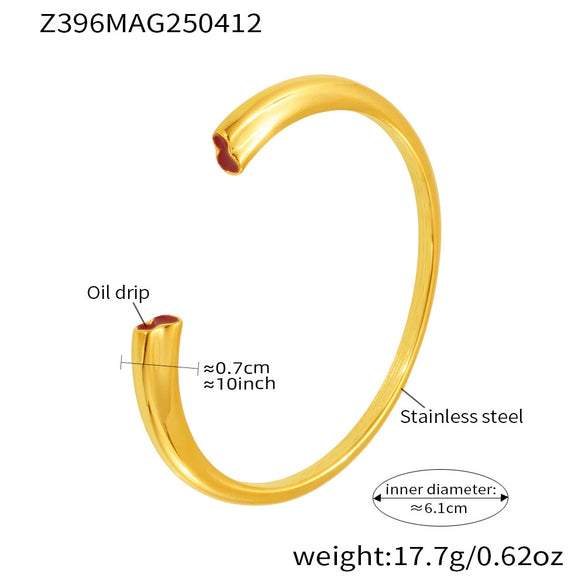 Wholesale Stainless Steel Glow Gourd Shaped Opening Bracelet With Red Oil Dropping And Electroplating For Fashionable Commuting
