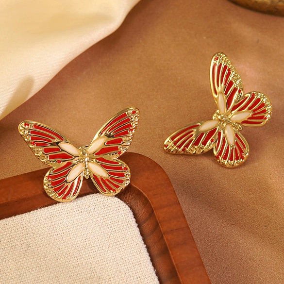 Wholesale Stainless Steel Glowinthedark Dripping Oil Butterfly Earrings For Women