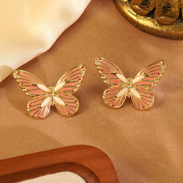 Wholesale Stainless Steel Glowinthedark Dripping Oil Butterfly Earrings For Women