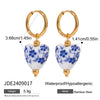 Wholesale Stainless Steel Glue Drop Ceramic Pendant Earrings For Women With Geometric Pattern And Electroplating Treatment