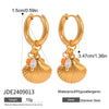 Wholesale Stainless Steel Glue Drop Ceramic Pendant Earrings For Women With Geometric Pattern And Electroplating Treatment