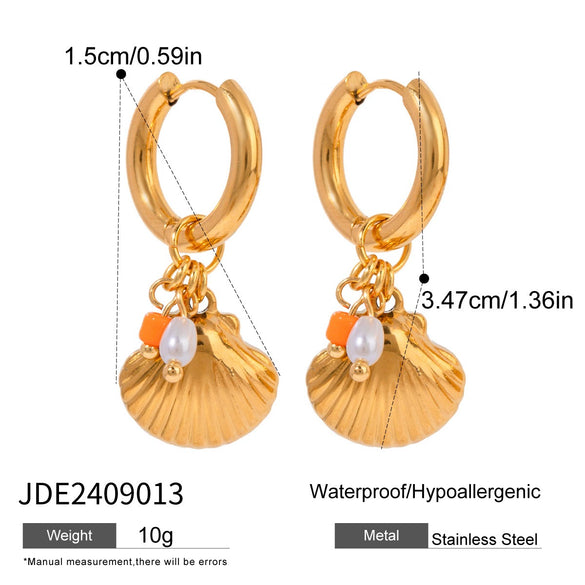 Wholesale Stainless Steel Glue Drop Ceramic Pendant Earrings For Women With Geometric Pattern And Electroplating Treatment