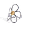 Wholesale Stainless Steel Gold And Silver Color Matching Hollow Flower Geometric Retro Creative Light Luxury Adjustable Opening Ring With Electroplating