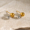 Wholesale Stainless Steel Gold And Silver Color Matching Round Bead Earrings With Geometric Design And Electroplating Finish In Ins Cold Style