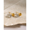 Wholesale Stainless Steel Gold And Silver Color Matching Round Bead Earrings With Geometric Design And Electroplating Finish In Ins Cold Style