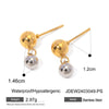 Wholesale Stainless Steel Gold And Silver Color Matching Round Bead Earrings With Geometric Design And Electroplating Finish In Ins Cold Style