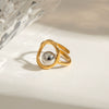 Wholesale Stainless Steel Gold And Silver Color Matching Steel Ball Opening Ring With Geometric Pattern And Electroplating For Women