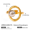 Wholesale Stainless Steel Gold And Silver Color Matching Steel Ball Opening Ring With Geometric Pattern And Electroplating For Women