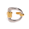 Wholesale Stainless Steel Gold And Silver Contrast Color Letter Opening Ring With Electroplating For Women