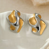 Wholesale Stainless Steel Gold And Silver Twocolor Geometric Irregular Earrings With Electroplating For Women