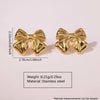 Wholesale Stainless Steel Gold Bow Earrings With Asymmetrical Hollow Embossed And Electroplated Design For Women