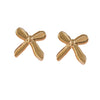 Wholesale Stainless Steel Gold Bow Earrings With Asymmetrical Hollow Embossed And Electroplated Design For Women